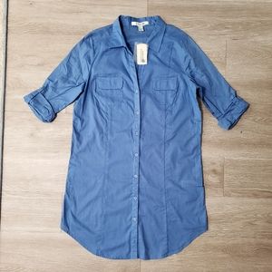 NWT Light blue cotton shirt dress Forever 21 size Large summer travel coastal